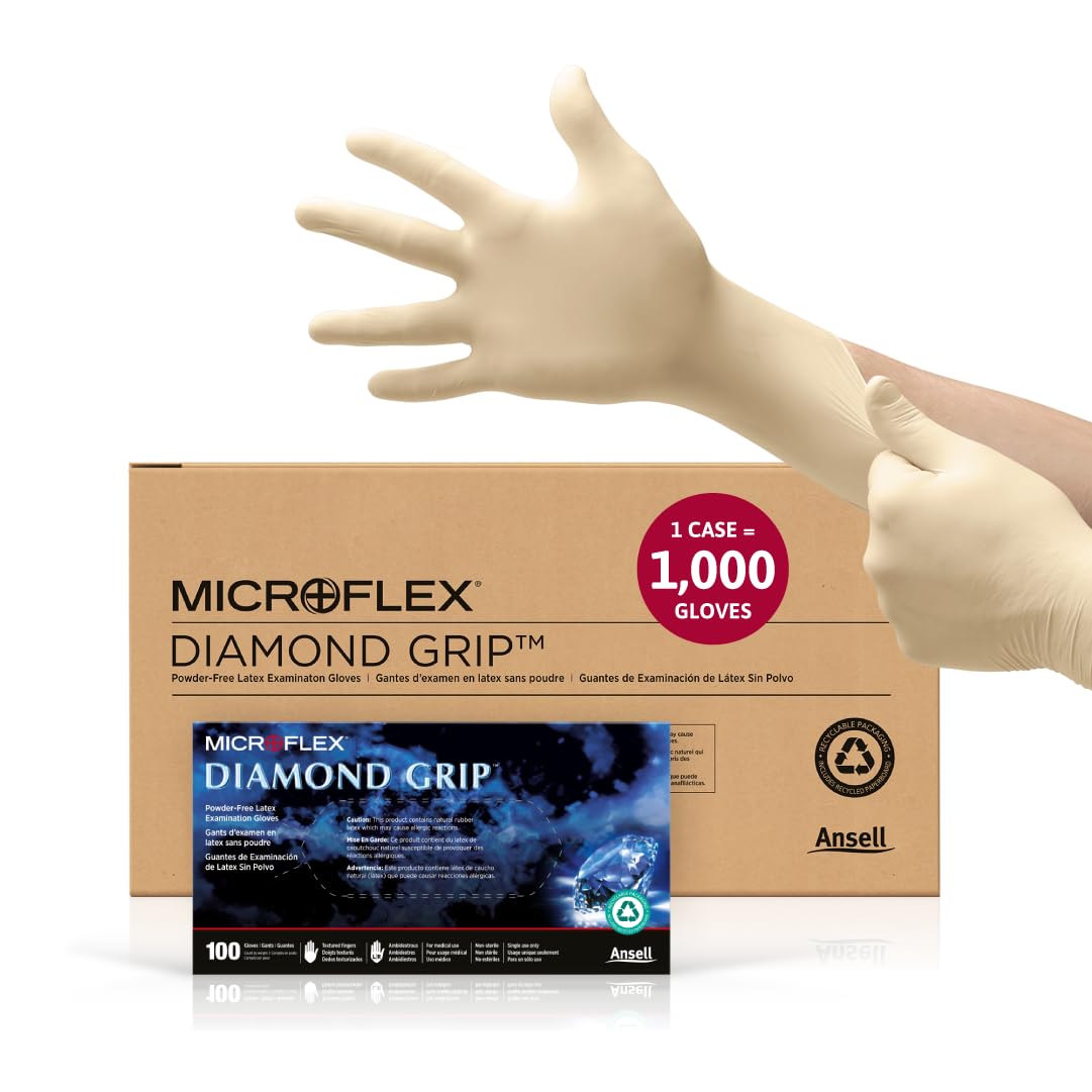 Ansell Diamond Grip Latex Gloves - Superior Protection for Industry Pros