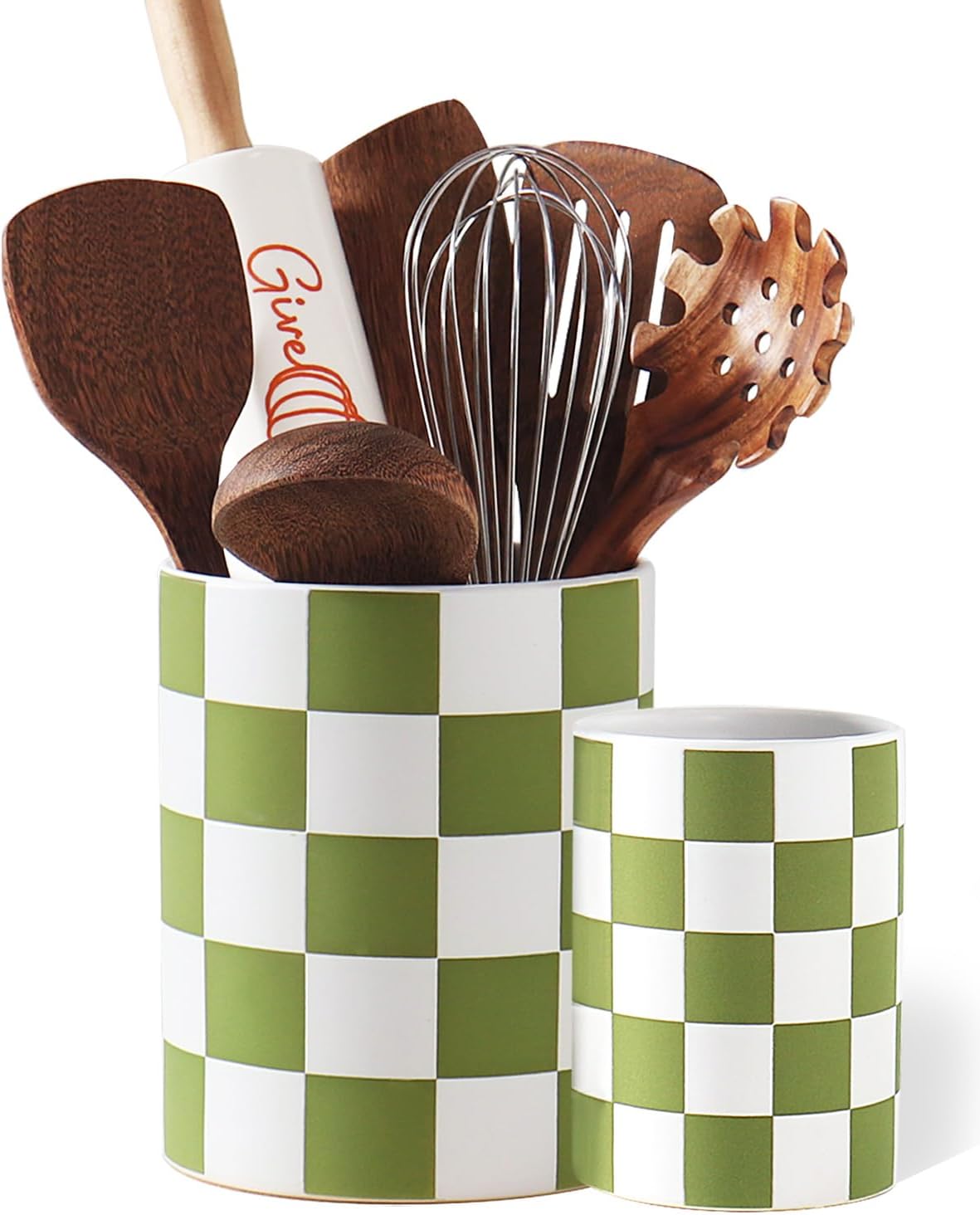 Utensil Holder Set of 2 - Stylish Ceramic Kitchen Decor