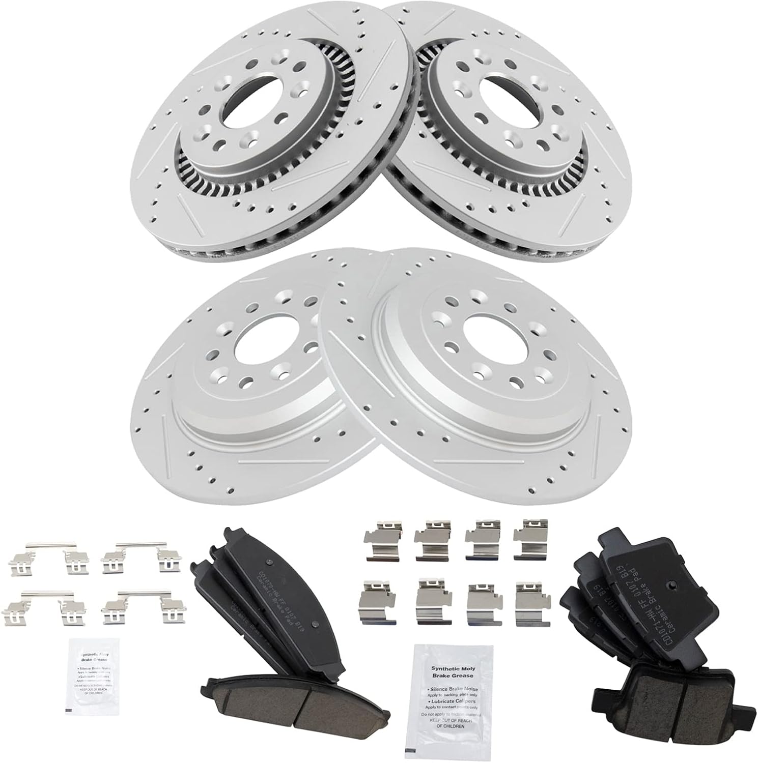 TRQ Front & Rear Ceramic Brake Pad & Performance Rotor Kit
