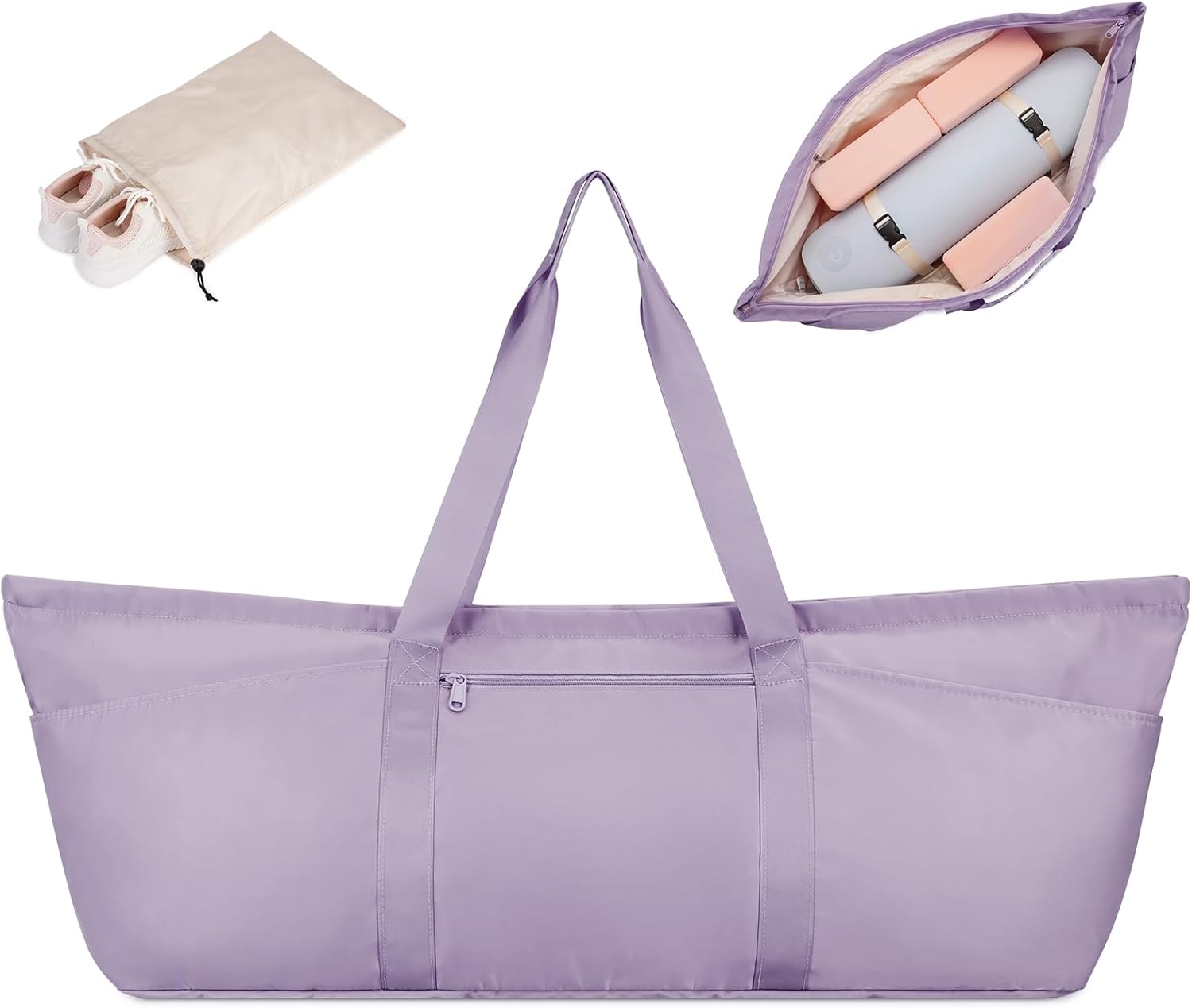 Large Yoga Mat Bag with Shoe Compartment - Stylish Workout Carrier