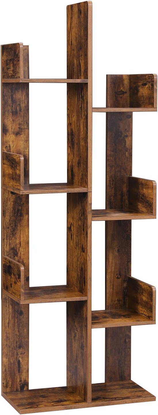 VASAGLE Tree-Shaped Bookshelf with 8 Storage Shelves for Home