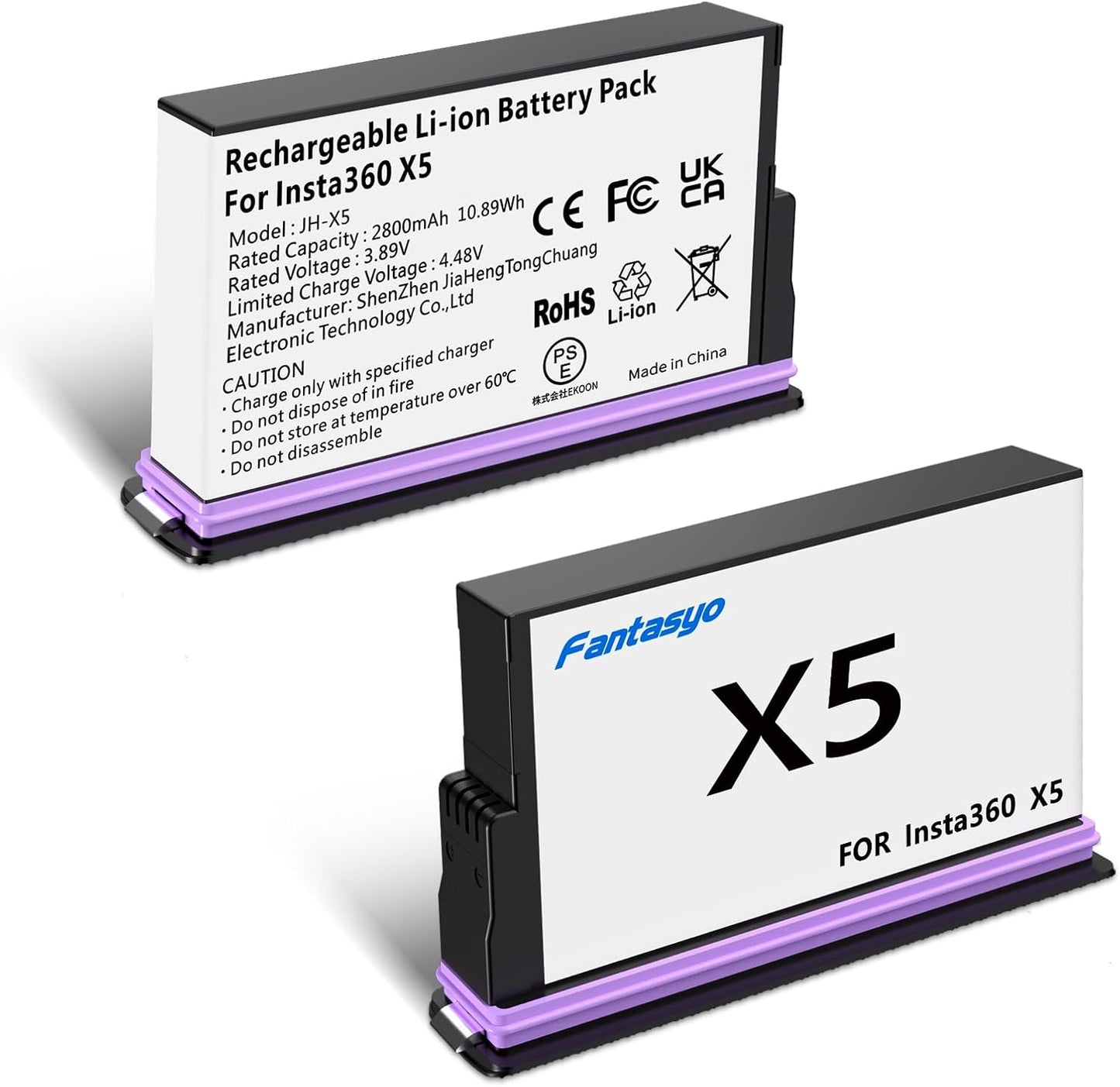 Fantasyo Insta 360 X5 Battery 2 Pack for Long-lasting Power