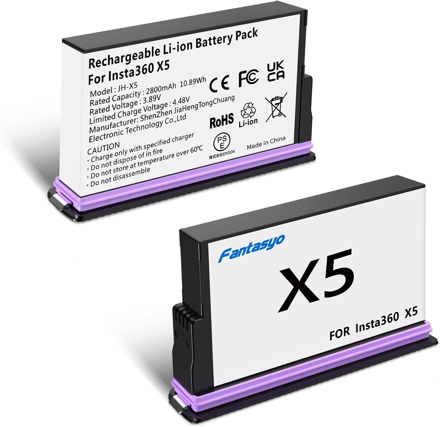 Fantasyo Insta 360 X5 Battery 2 Pack for Long-lasting Power