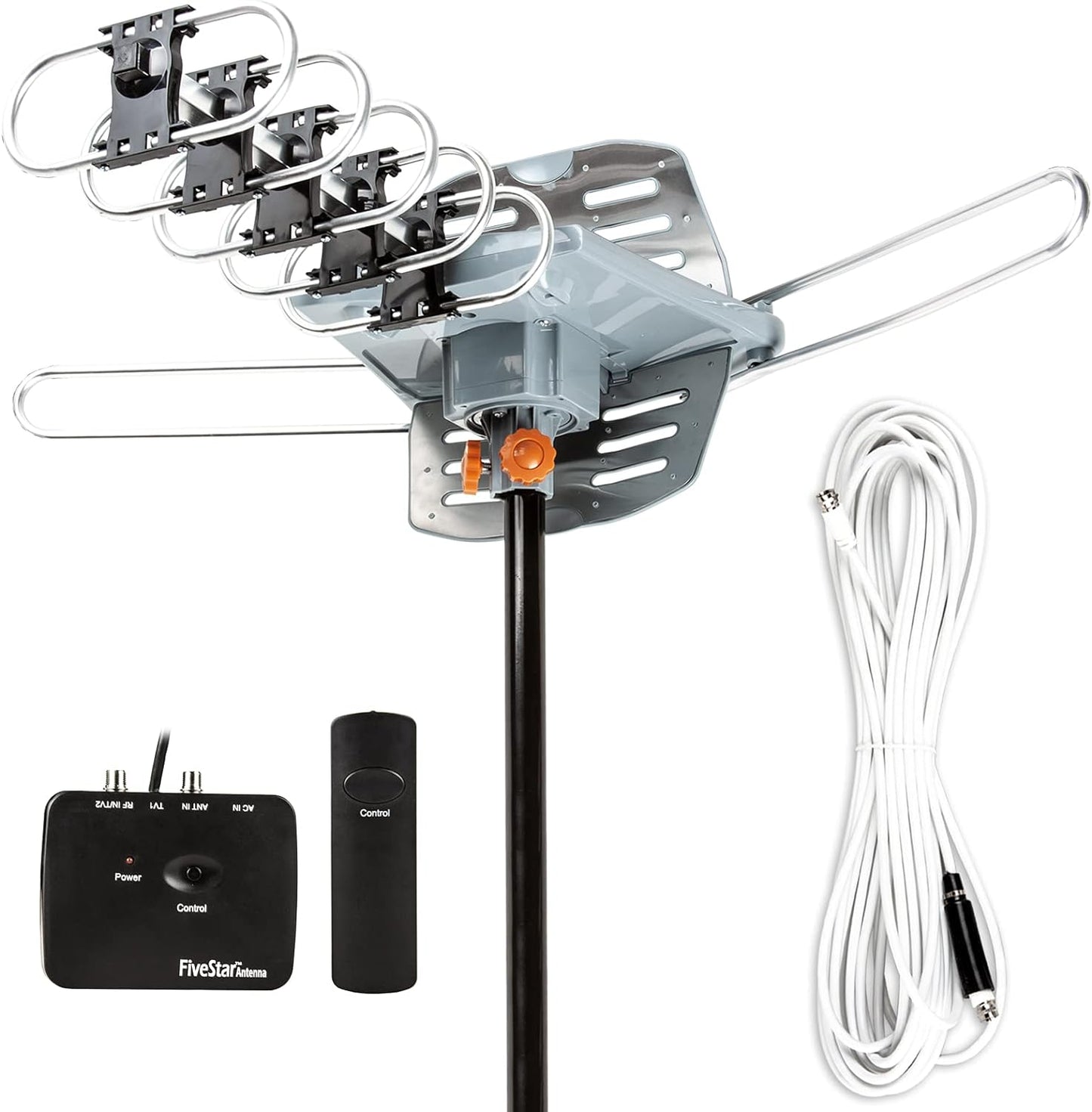 Five Star Outdoor 150 Mile Motorized HDTV Antenna for 2 TVs