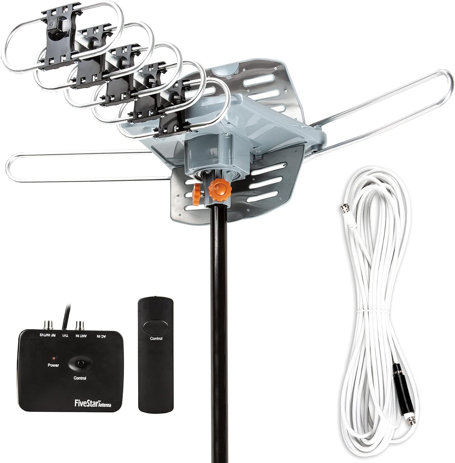 Five Star Outdoor 150 Mile Motorized HDTV Antenna for 2 TVs