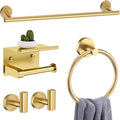 5-Piece Towel Bar Set Brushed Gold by DUMDER for Bathrooms