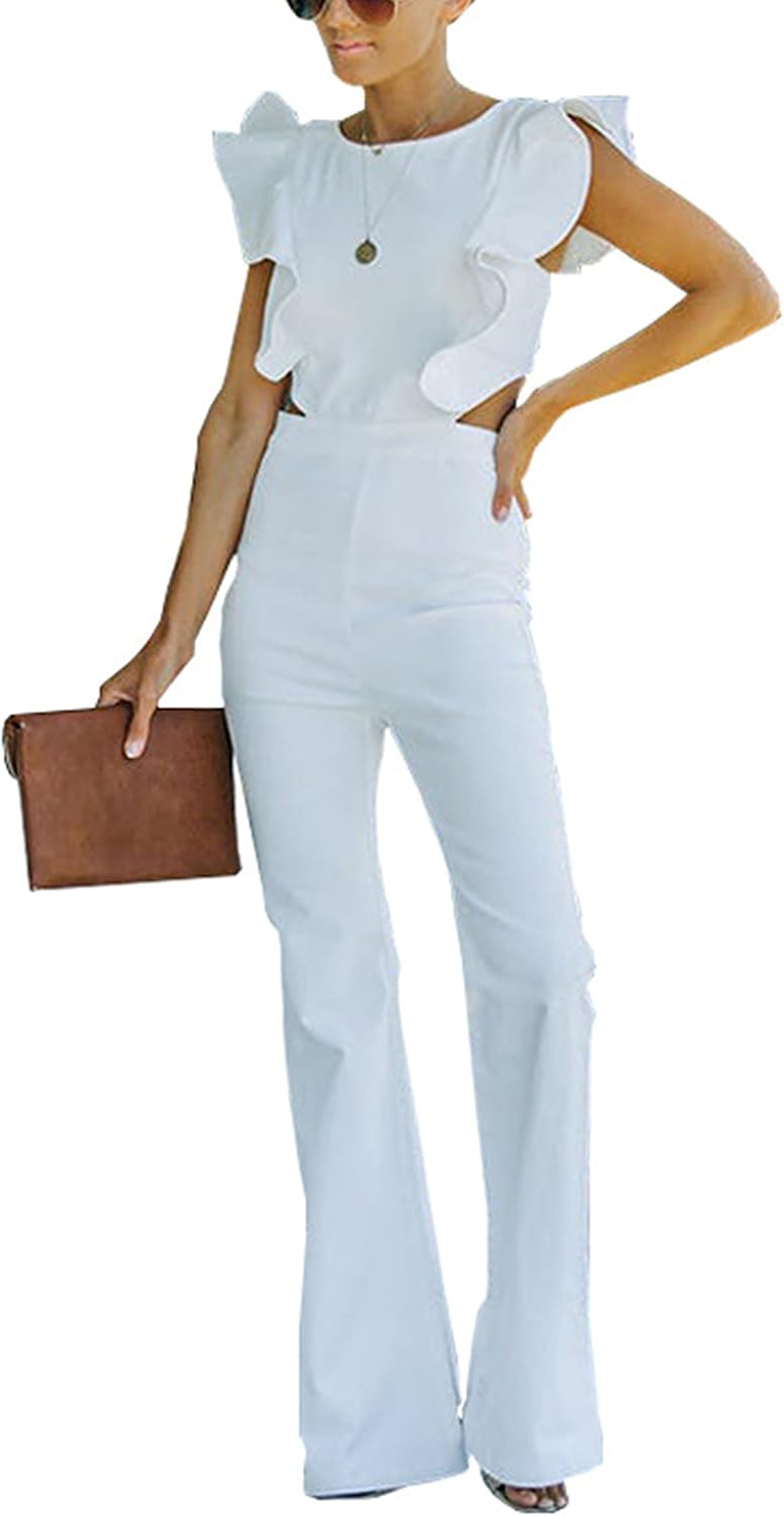 Omoone Womens Flared Denim Overalls Jumpsuit for Stylish Look