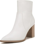 LAICIGO Women's Pointed Toe Ankle Boots - Chunky Stacked Heel Booties