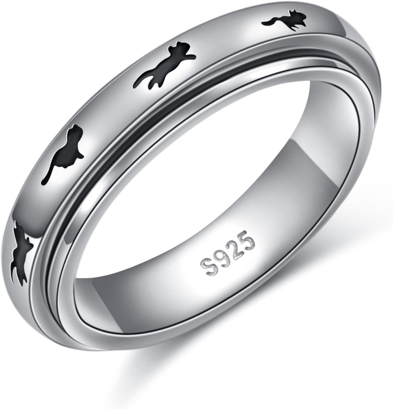 Ladytree Anxiety Relieve Rings: Sterling Silver Spinner Fidget Ring