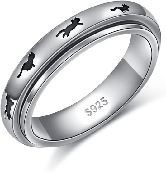 Ladytree Anxiety Relieve Rings: Sterling Silver Spinner Fidget Ring