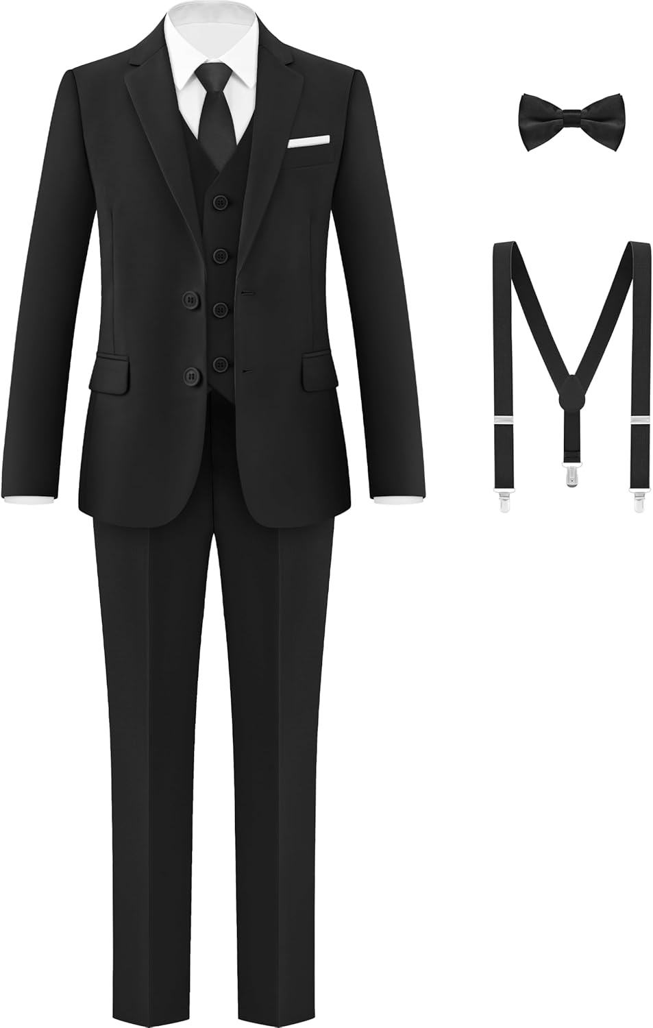 Boys Formal Suits Set with Suspenders for All Occasions