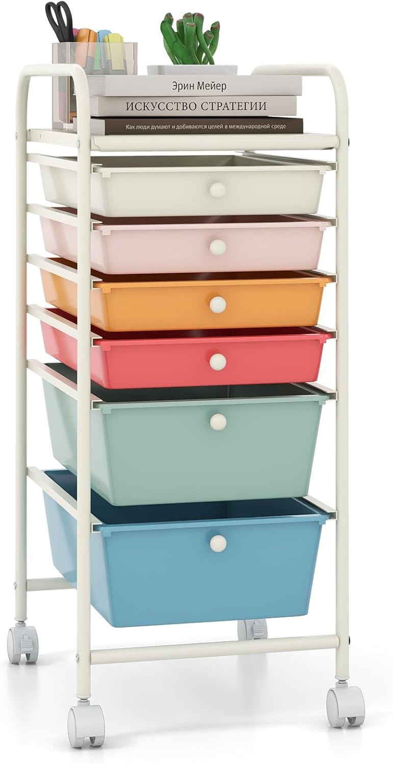Giantex 6 Drawer Rolling Storage Cart for Home and Office Use