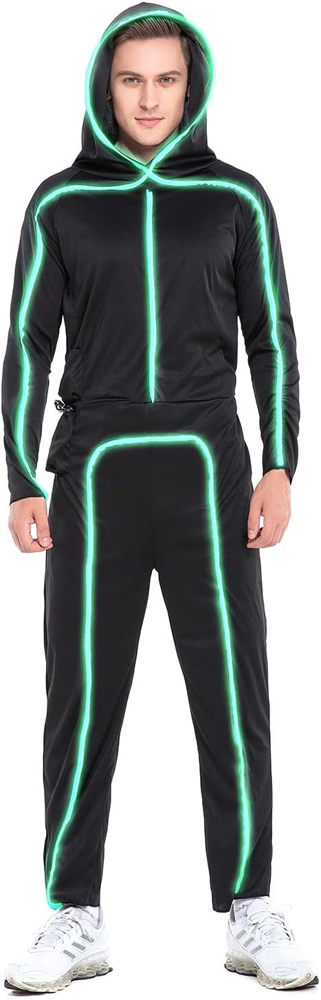 HSCTEK Light-up Adult Stick Figure Costume for Halloween Fun
