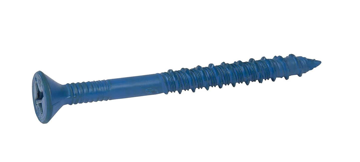 CONFAST 1/4in x 2-3/4in Blue Flat Phillips Concrete Screw Anchors