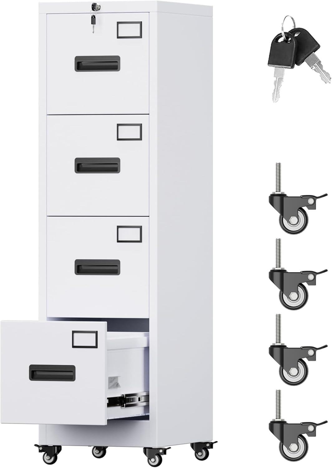 Aobabo 4 Drawer File Cabinet with Wheels for Office and Home