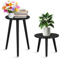 2 Pcs Indoor Plant Stand Mid Century Vintage Wood Side Tables - Stable