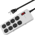 Heavy Duty Power Strip Metal Surge Protector 8 Outlets - Durable 15A