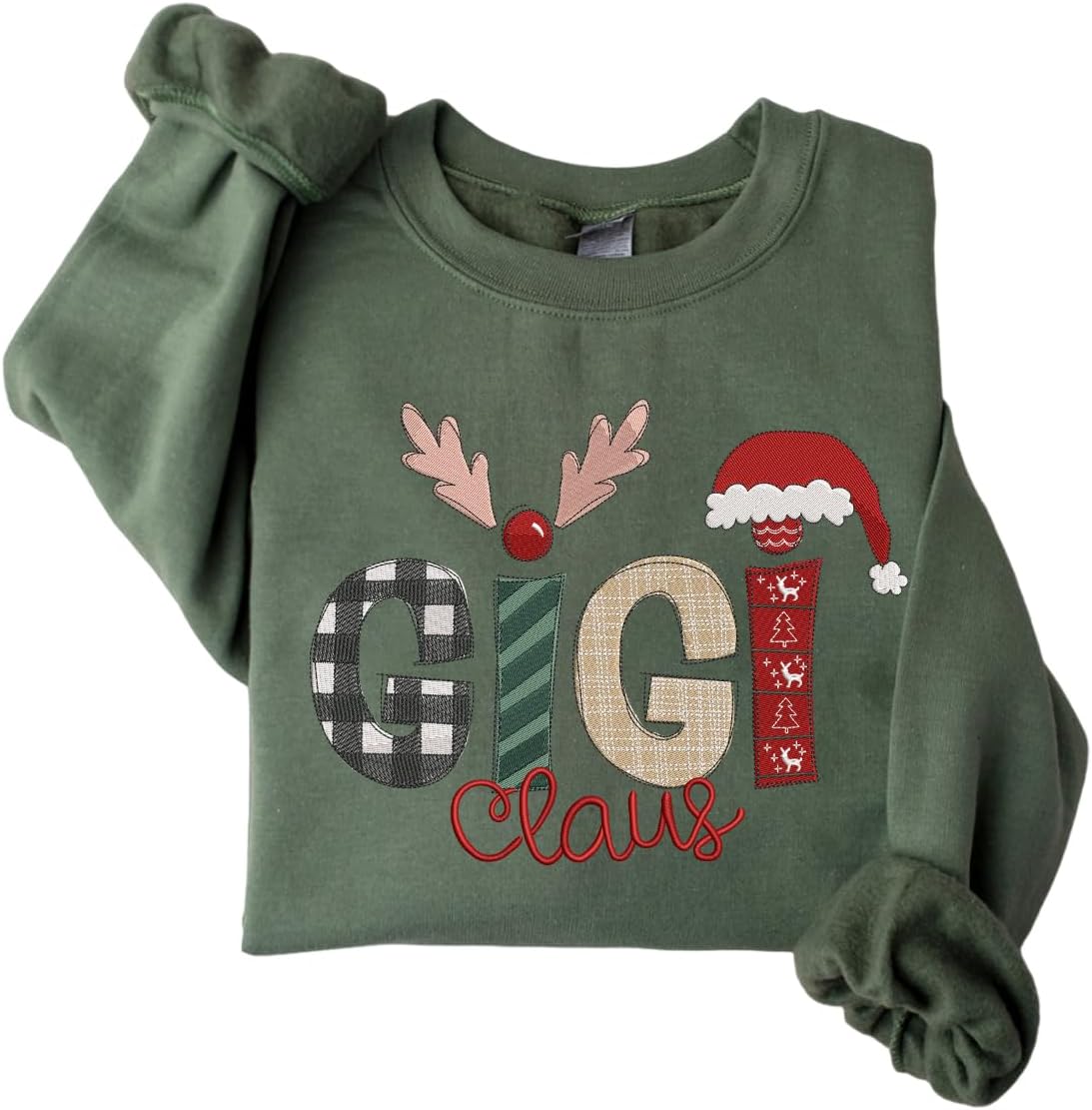 Custom Christmas Claus Embroidery Sweatshirt for Women Gifts
