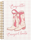 QUICQOD Pink Coquette Hardcover Spiral Notebook - Preppy Bow Cowgirl