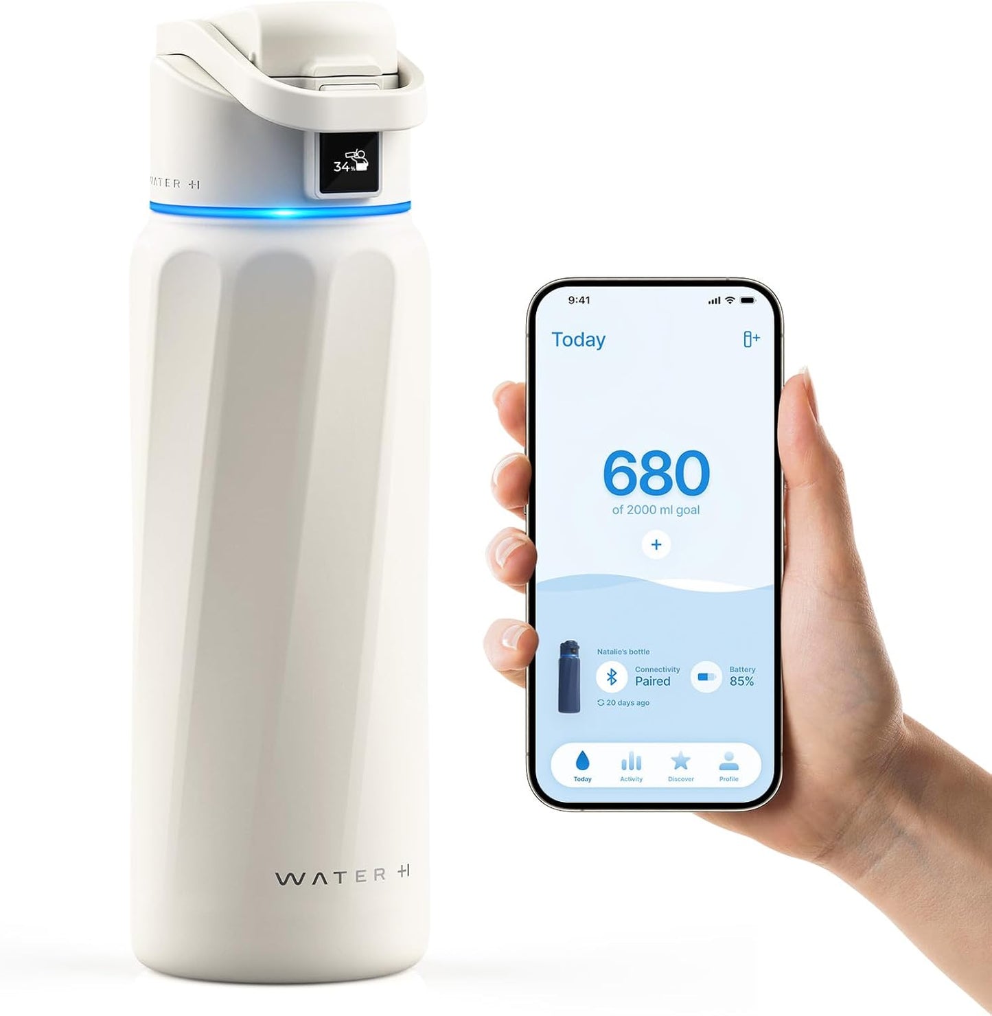 Smart Water Bottle with Reminder to Drink Water - 32 oz Insulated