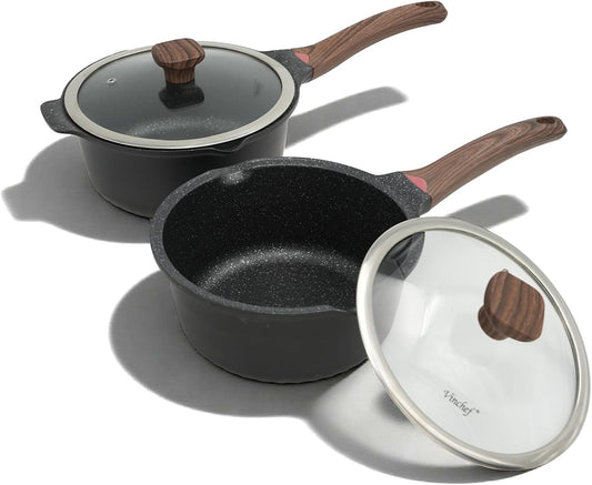 Vinchef Nonstick Sauce Pot Set - 3QT & 4QT Cookware Duo