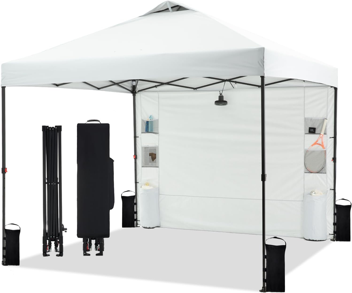 Instant Shade Pop Up Canopy - Patented One Push, Vented Roof, Sidewall, 6 Pockets