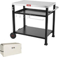 Three-Shelf Movable Food Prep and Work Cart Table - Stable Outdoor