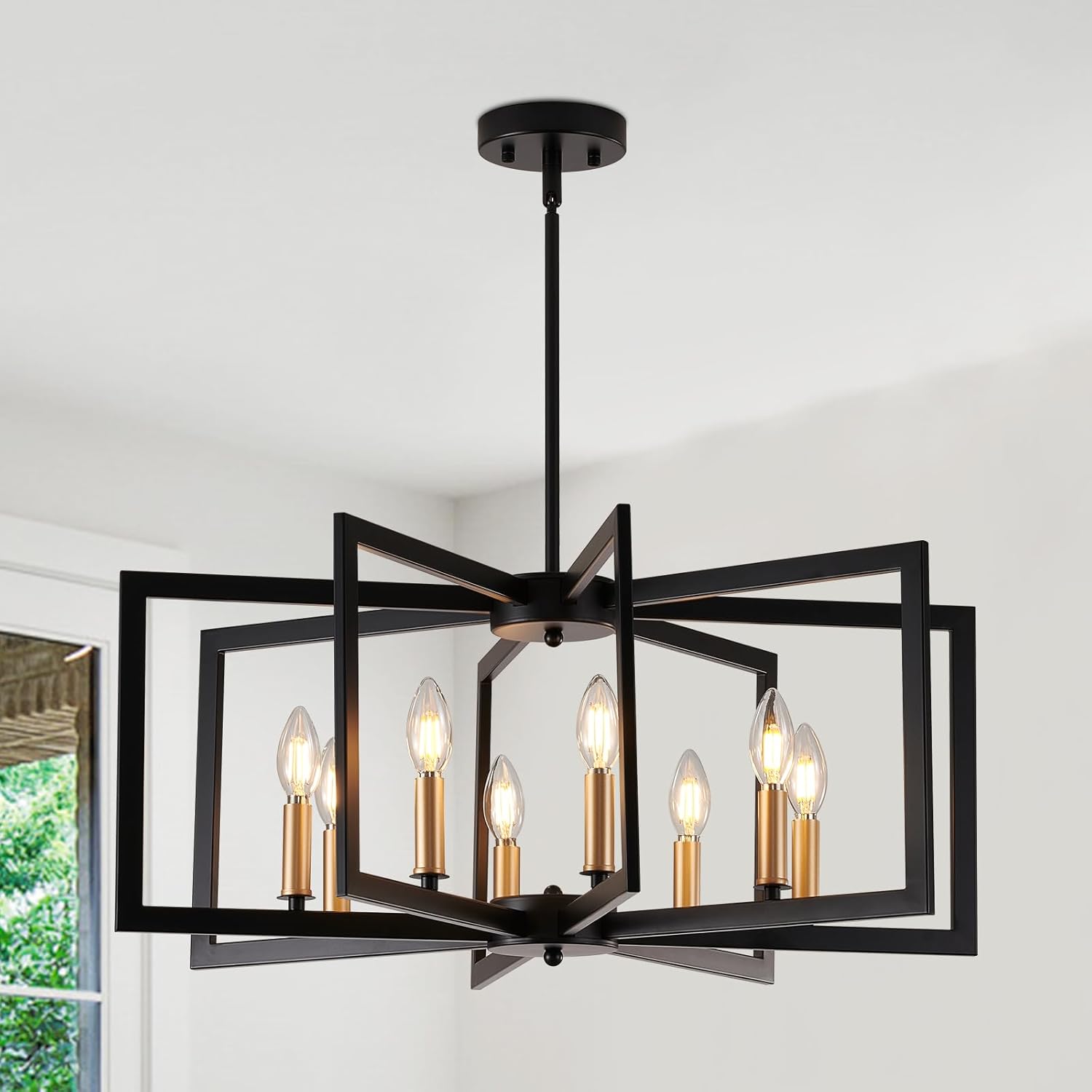 Black Chandelier for Dining Room - 8-Light Modern Fixture