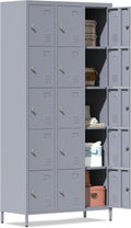 Metal Lockers for Employees 72in 15 Door - Spacious Secure Storage