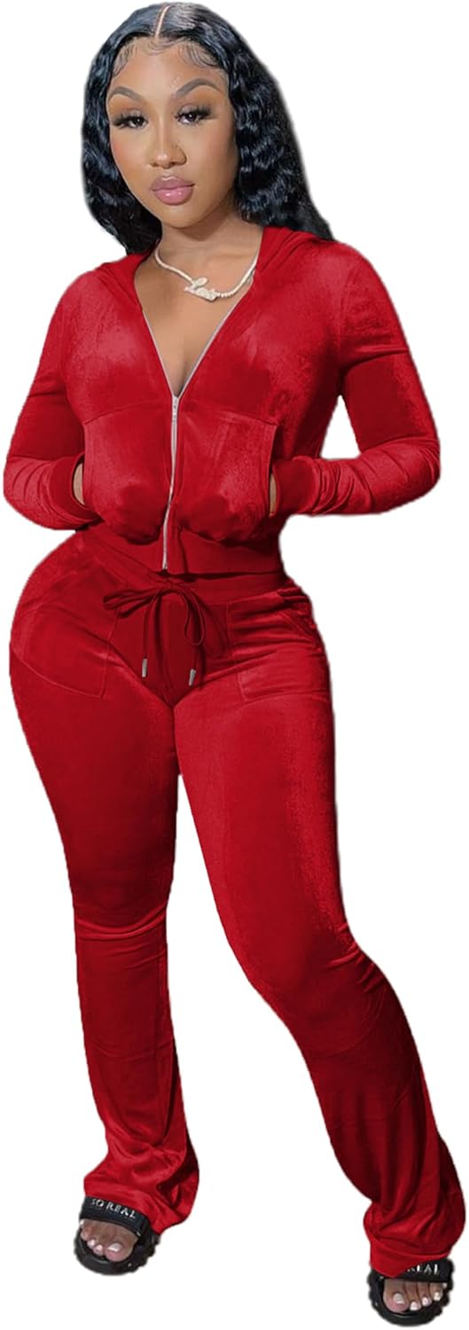YIDENGYMX Womens Velour Tracksuit for Stylish Comfort and Fit