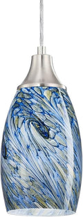 Mini Pendant Lights Kitchen Island White Blue Glass Lamp Shade
