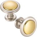 Gold and Nickel Cabinet Knobs 30 Pack - Durable Brushed Round Pulls
