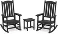 LUE BONA Outdoor Rocking Chairs Set of 3 - Durable All-Weather Patio