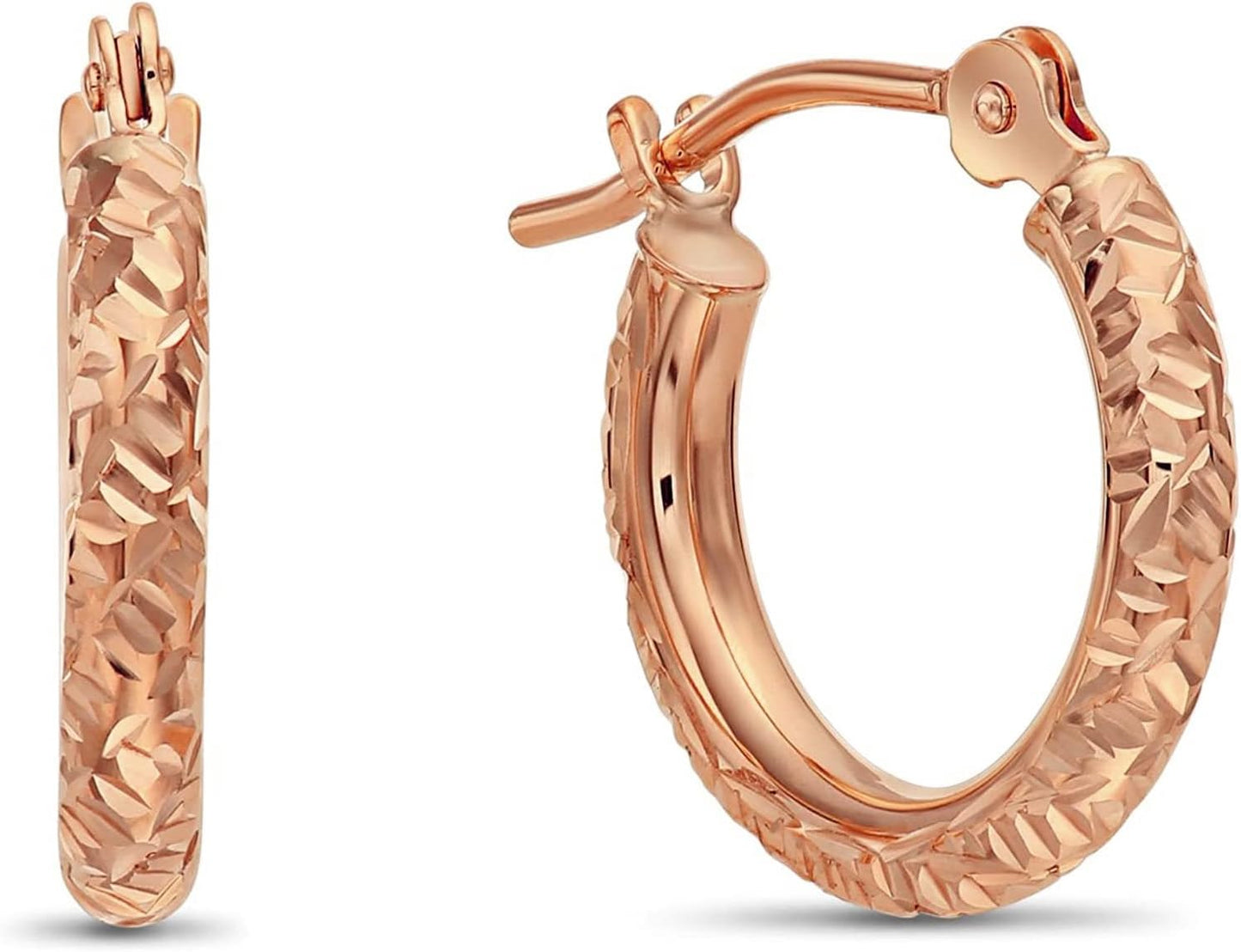 14k Gold Hand Engraved Diamond-cut Round Hoop Earrings Review