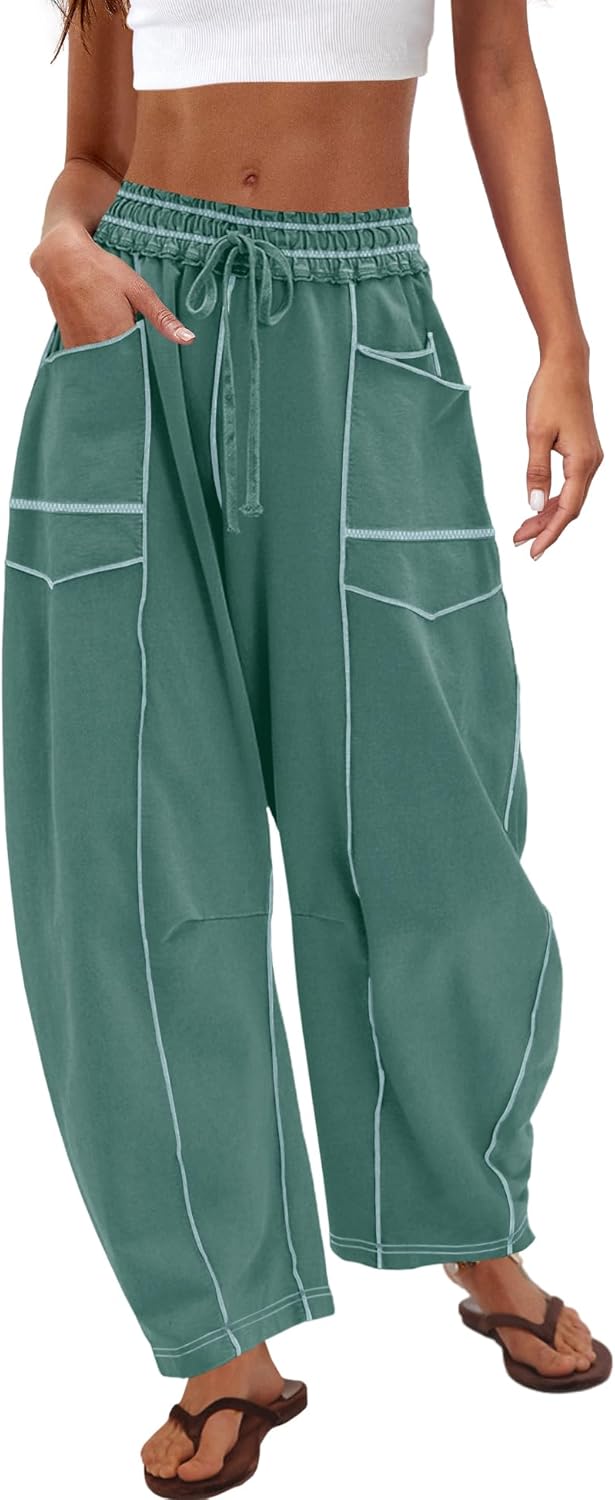 Nirovien Womens Barrel Sweatpants High Waisted Wide Leg Pants