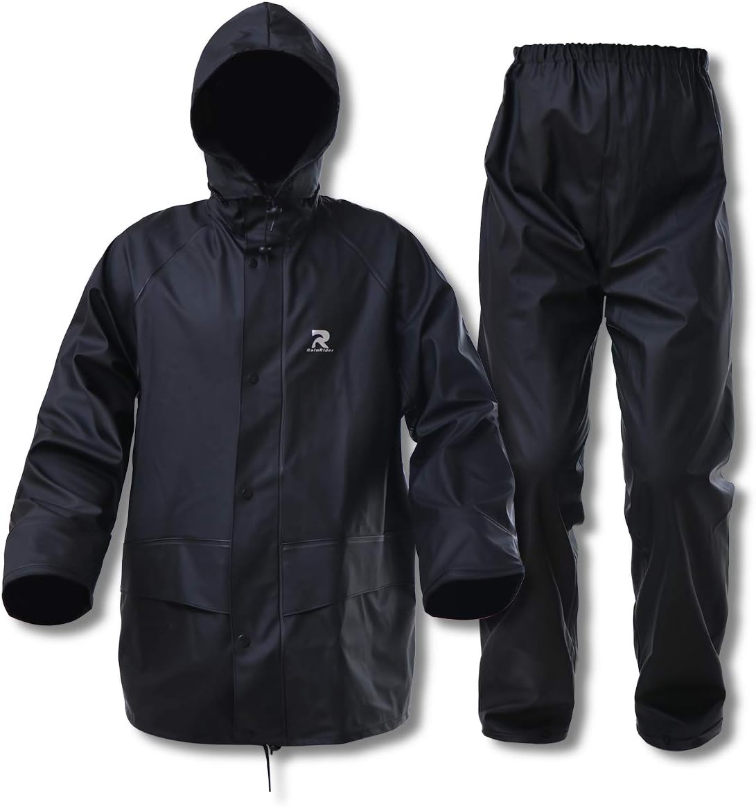 RainRider Rain Suits for Men Waterproof Jacket and Pants Gear