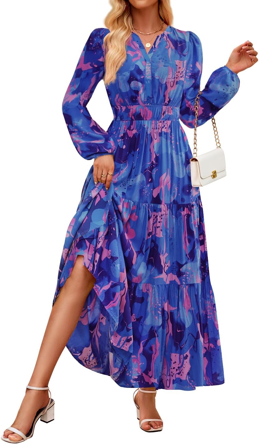 ZESICA Women's Long Sleeve Maxi Dress for Fall 2025 Fashion