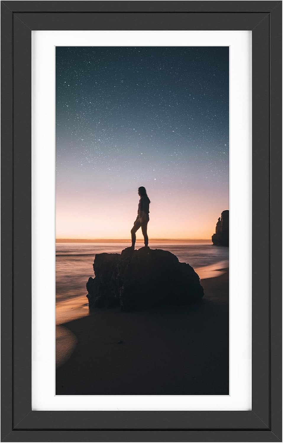 14X24 Picture Frame for 11X22 Photos - Solid Wood Black Frame