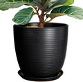 12 Inch Pots for Plants Ceramic Planter Pot - Sleek Black Drainage