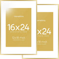 Homeforia 16 x 24 Picture Frame Gold matted to 12 x 18 - Gallery Look