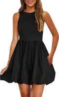 Summer Tank Mini Dress for Women with Pockets - Casual Bubble Sundress