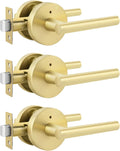 Gold Door Handles Interior Privacy Levers - Brushed Gold 3 Pack