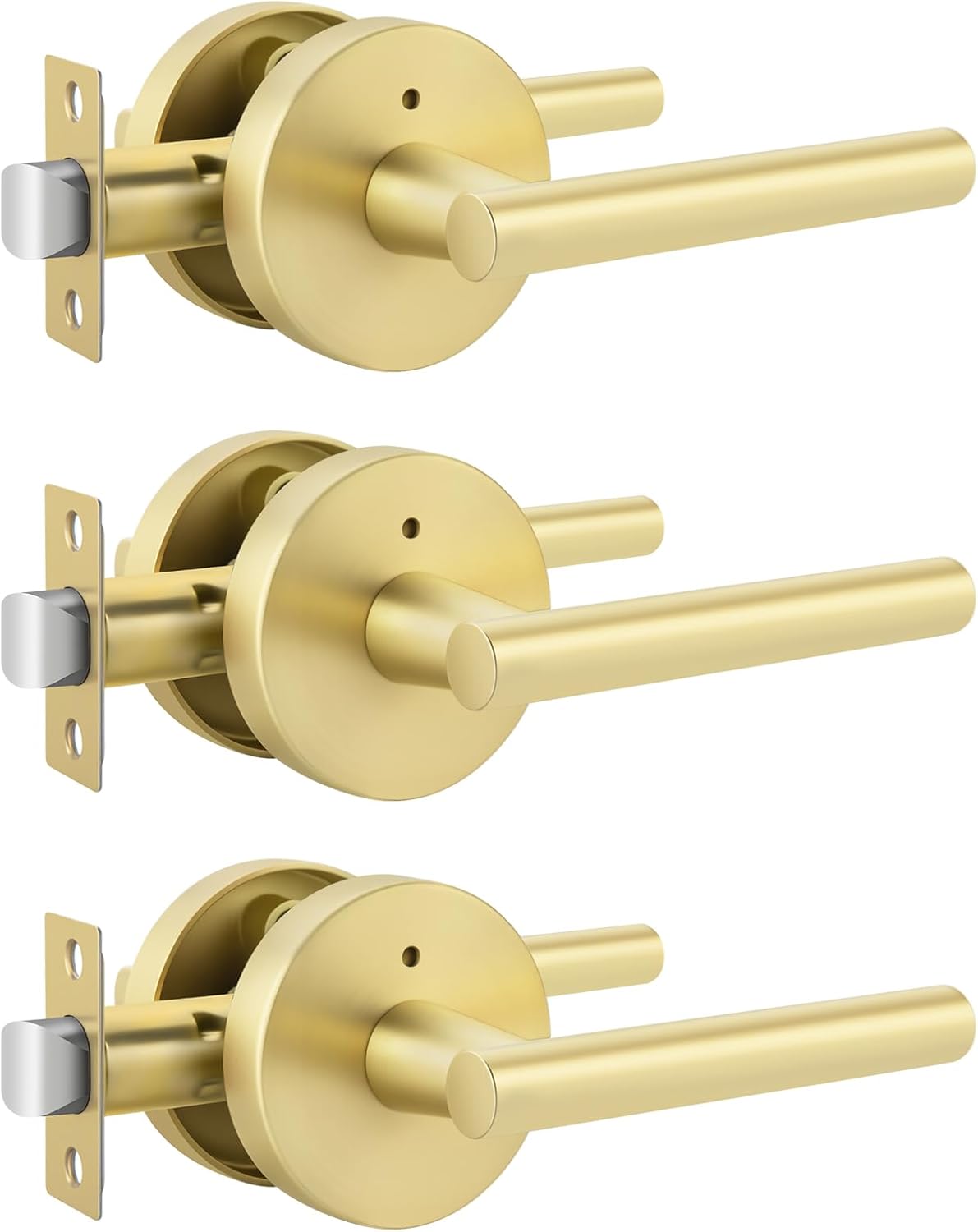 Gold Door Handles for Interior Privacy - Modern Round Levers