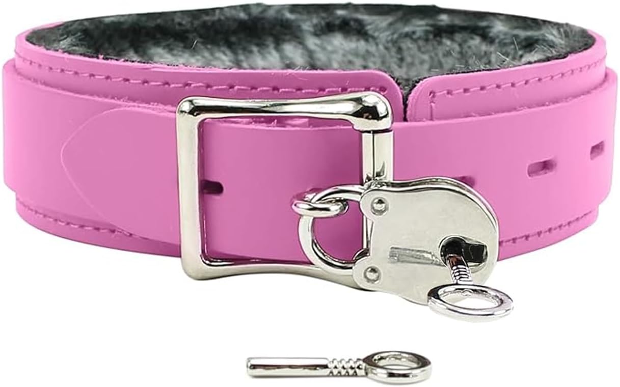 VP Leather Avery Collar with Faux Chinchilla Fur for Dogs