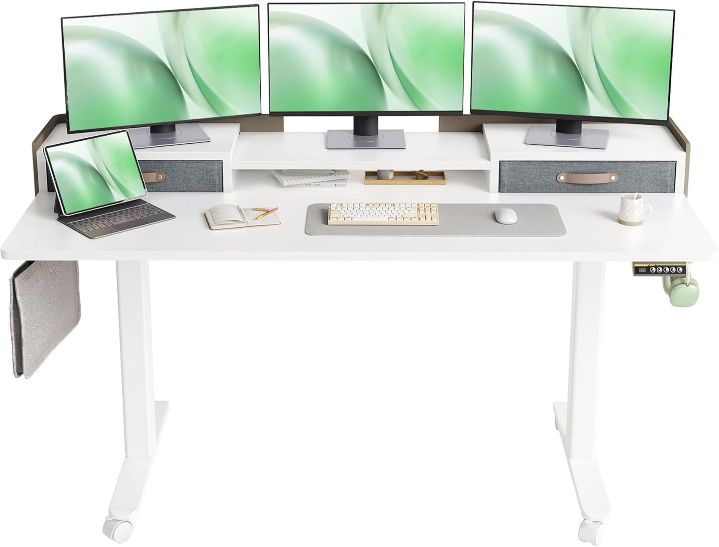Adjustable Electric Standing Desk with Drawers 63