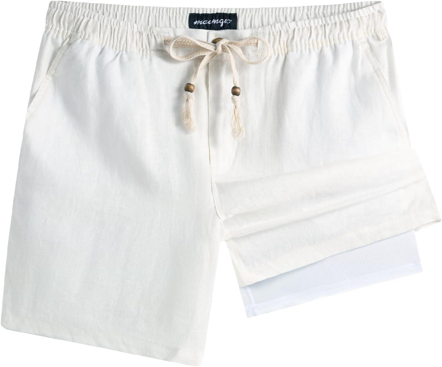 Mens Casual Linen Shorts 5/7 Inch Elastic Waist Drawstring