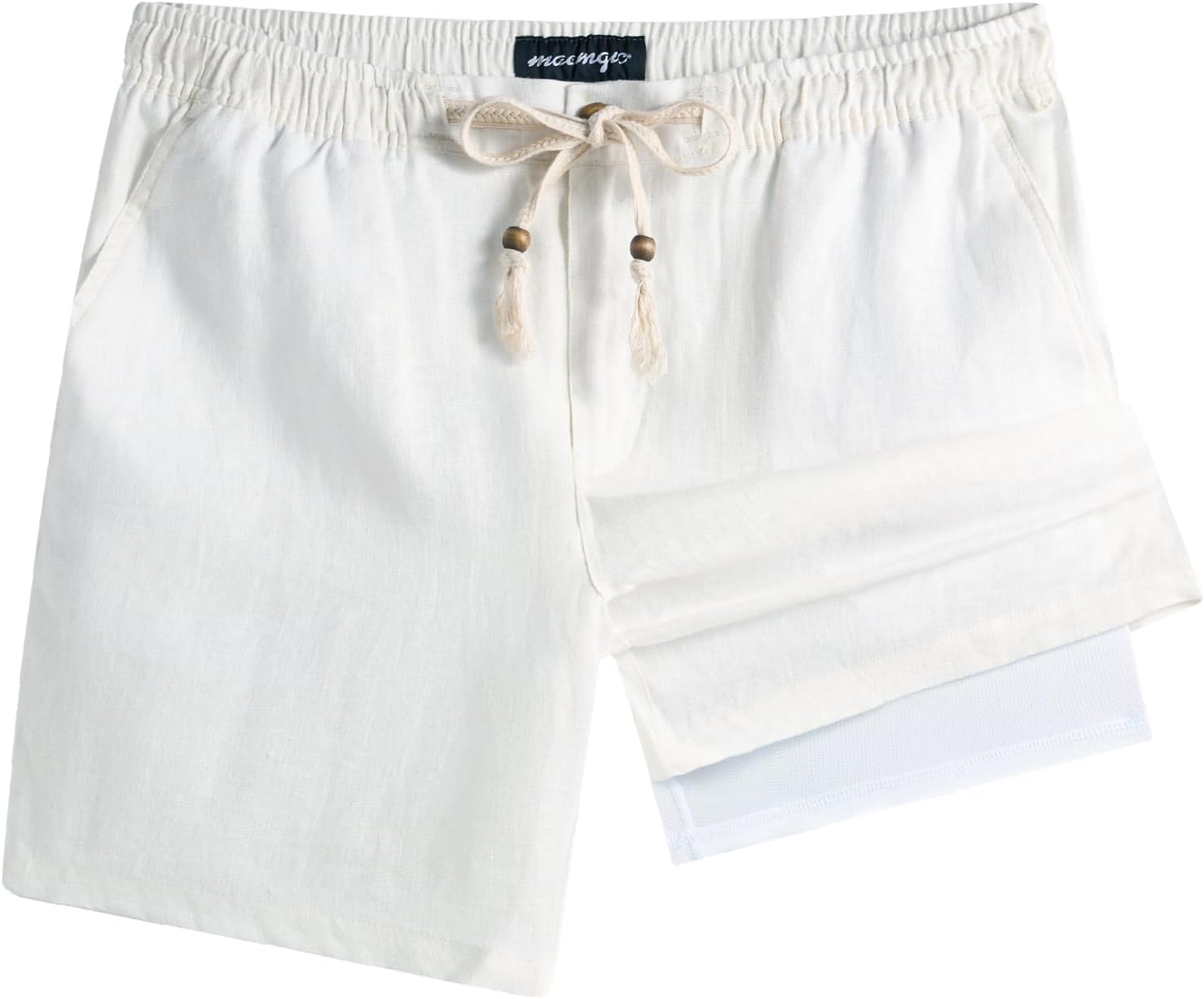 Mens Casual Linen Shorts 5/7 Inch Elastic Waist Drawstring