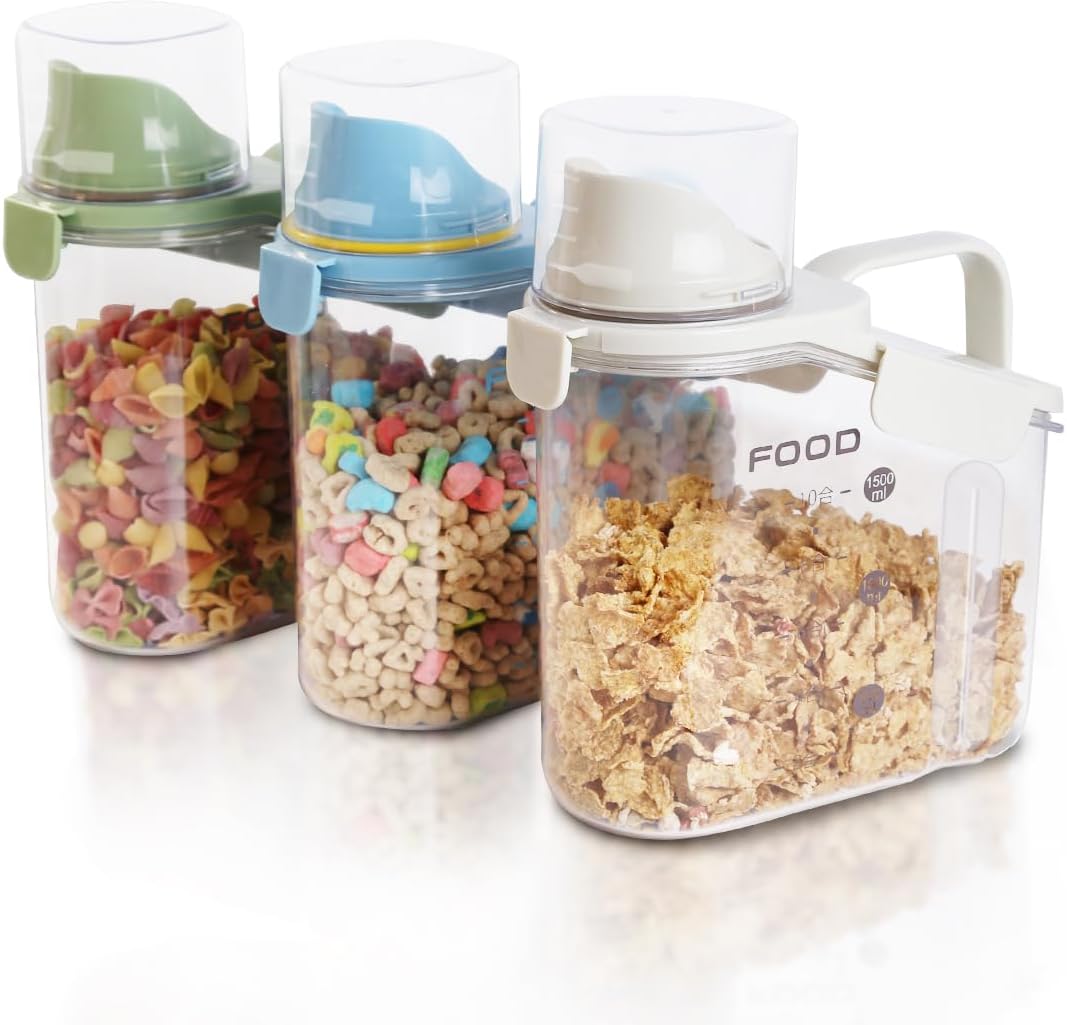 3 Pieces Cereal Containers for Dry Food Storage and Organization