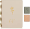 Aesthetic Spiral Notebook Journal For Women - Cute Beige 10.5in x