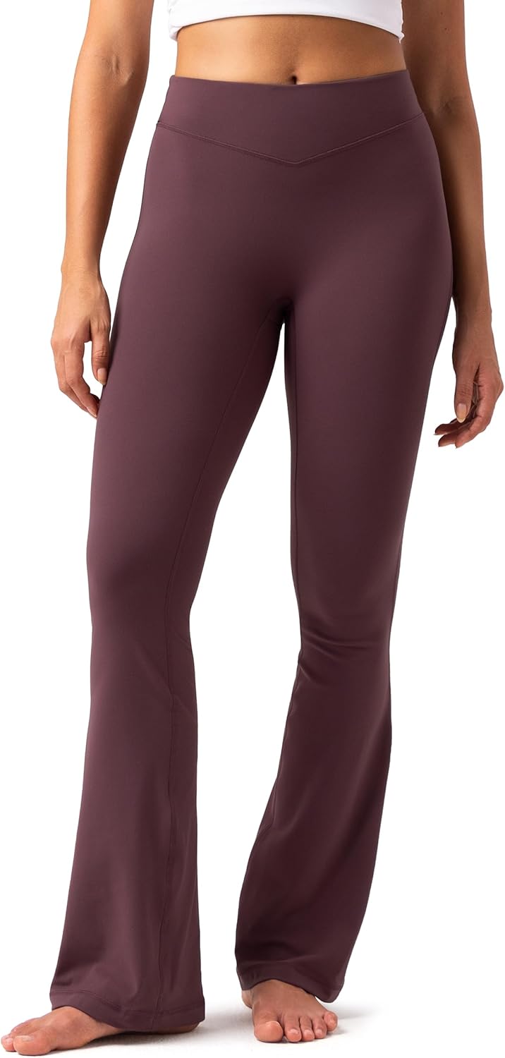 Colorfulkoala No Front Seam Flare Leggings for Women Yoga Pants